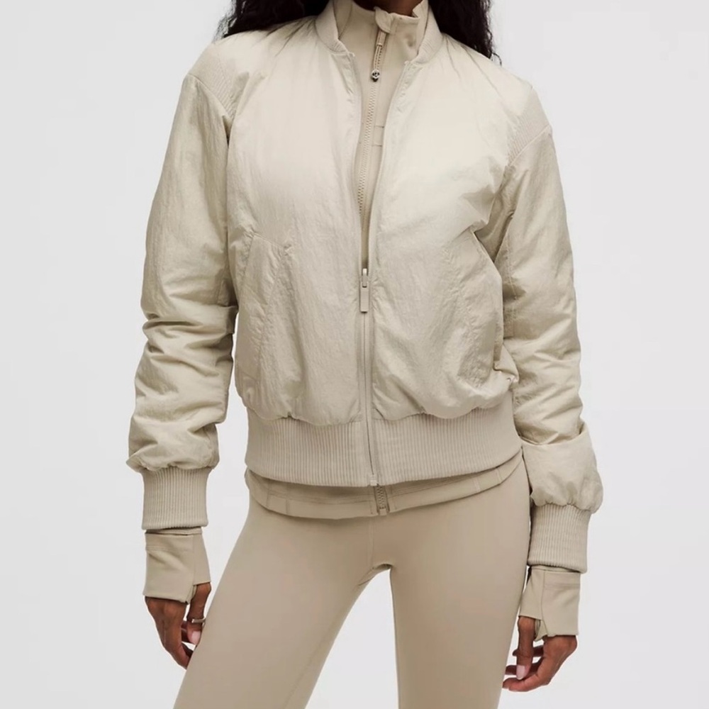 Lululemon Athletica Beige Bomber Jacket Reversible